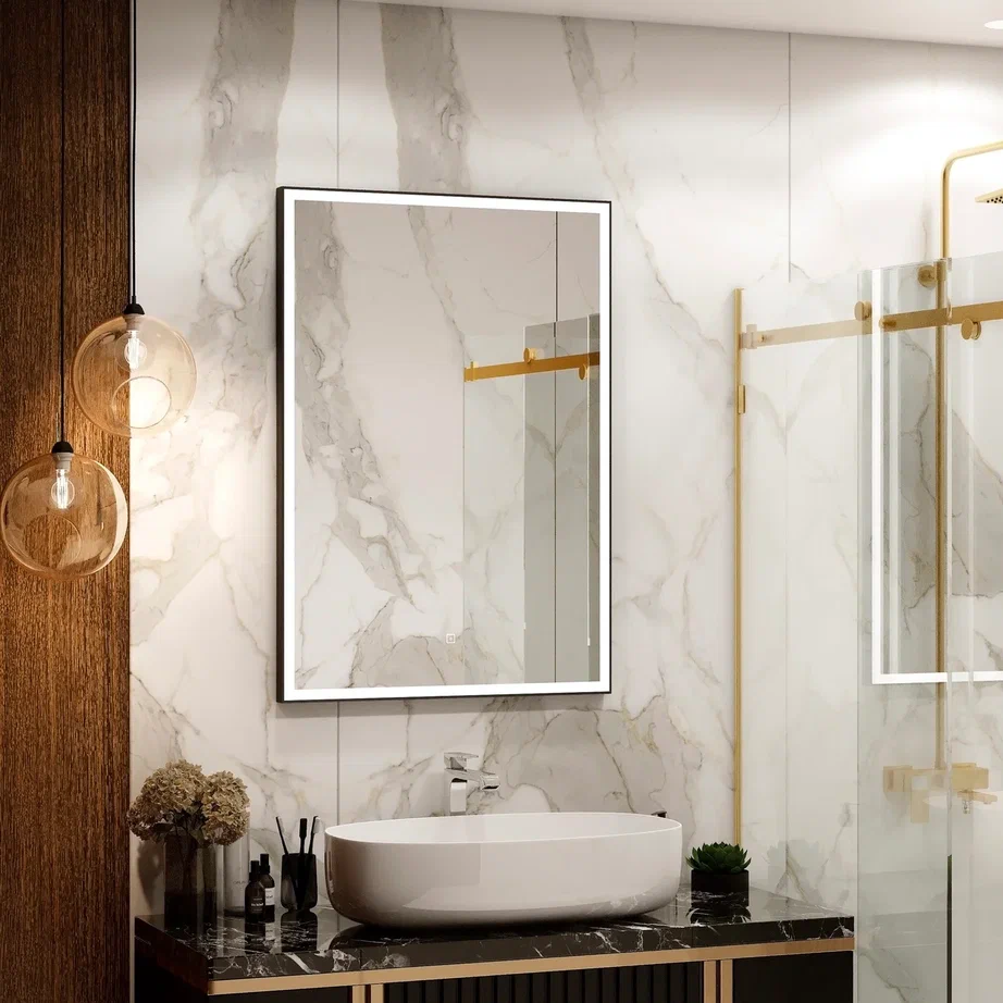 Зеркало с подсветкой "Frame black standart" 700x1000 100Kran: Широкий выбор и доступные цены.