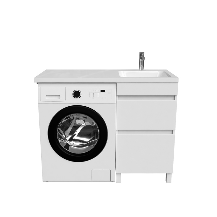 Тумба с раковиной напольная для стиральной машины 110 см правая Optima Home OPH11RBi95K белая в 100Kran: Широкий выбор и доступные цены.