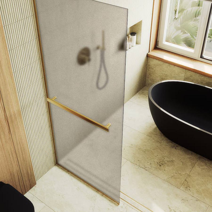 Душевая перегородка в узком профиле с полотенцедержателем MaybahGlass MGD-1460-3у 195х99 см стекло бронза матовое в 100Kran: Широкий выбор и доступные цены.