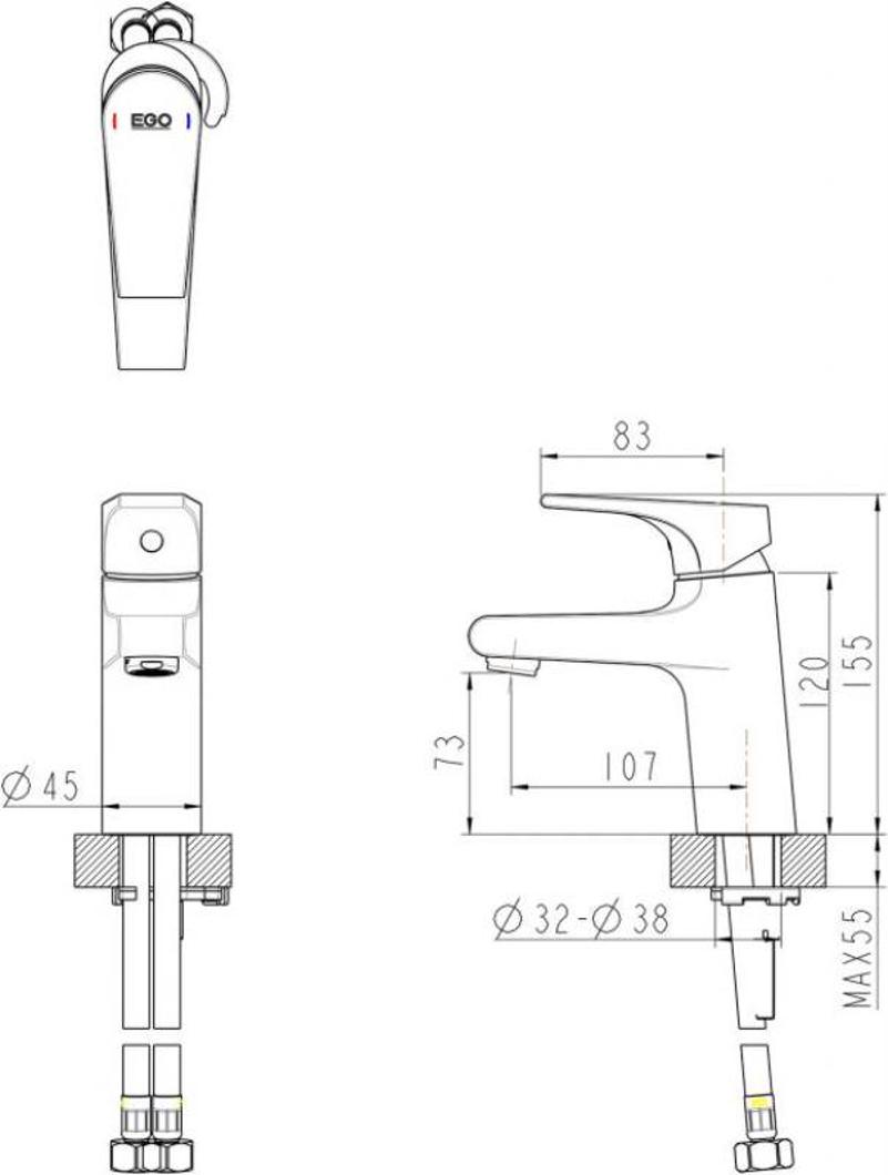 Смеситель для раковины Bravat VEGA F1119177CP хром в 100Kran: Широкий выбор и доступные цены.
