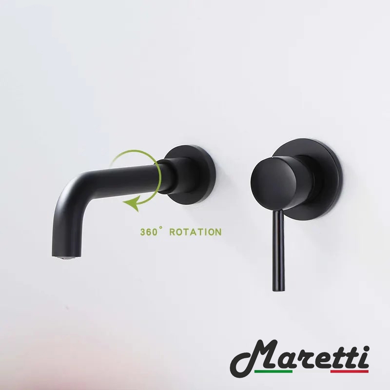 Смеситель для раковины врезной Maretti Eleganza Black ENB32RF13 черный в 100Kran: Широкий выбор и доступные цены.