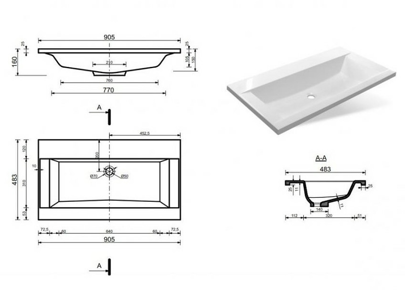 Раковина мебельная Эстет Рава 90 ФР-00002613 белая в 100Kran: Широкий выбор и доступные цены.