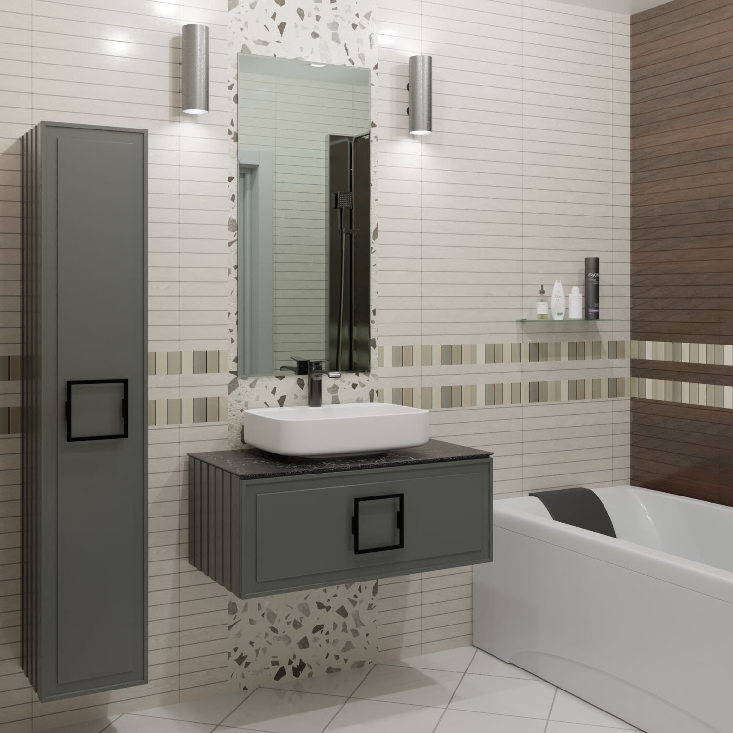 Пенал подвесной LA Fenice Cubo Grigio 30 серо-зелёный в 100Kran: Широкий выбор и доступные цены.