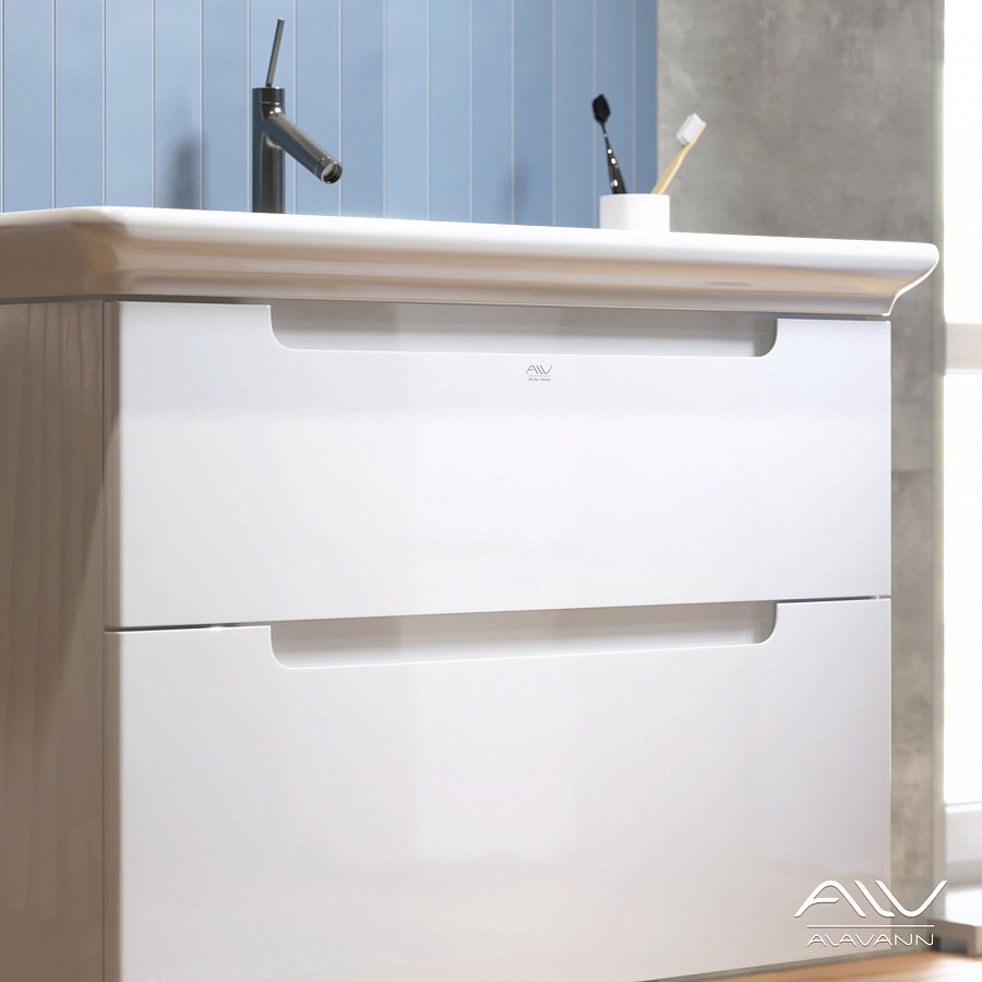Тумба с раковиной подвесная Alavann Berta 105 см ALV0159001 белая в 100Kran: Широкий выбор и доступные цены.