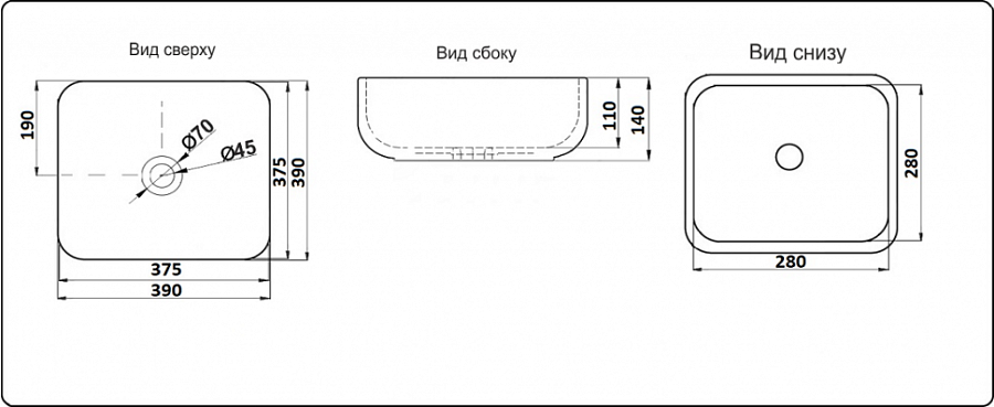 Раковина накладная  CeramaLux D1303H004 39 см черная глянцевая в 100Kran: Широкий выбор и доступные цены.