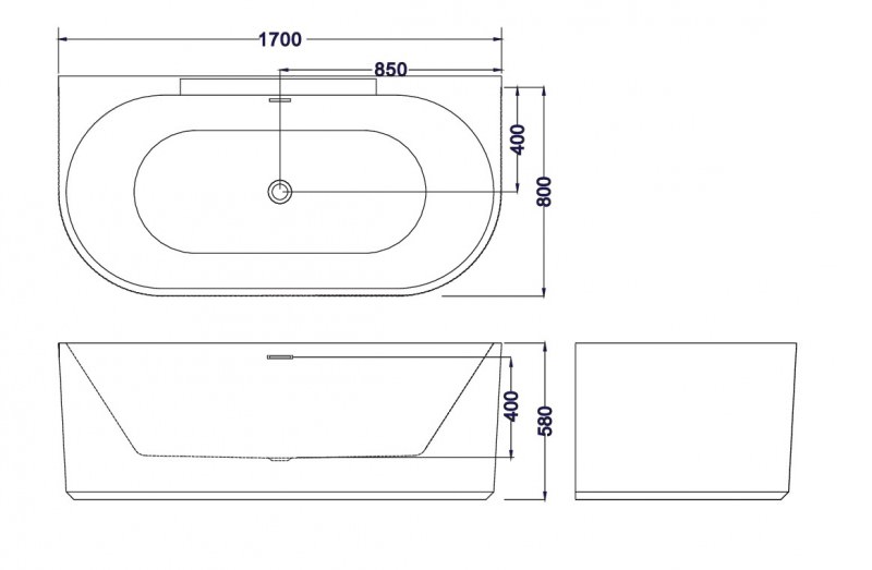 Ванна пристенная акриловая ESBANO Aruba ESVAARUB 170x80 белая в 100Kran: Широкий выбор и доступные цены.