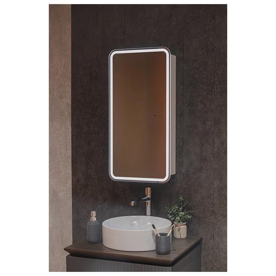 Зеркальный шкаф с подсветкой Silver Mirrors Фиджи Flip 40 х 80 см  LED-00003049 ИК бесконтактный сенсор создать уют и комфорт, это просто!