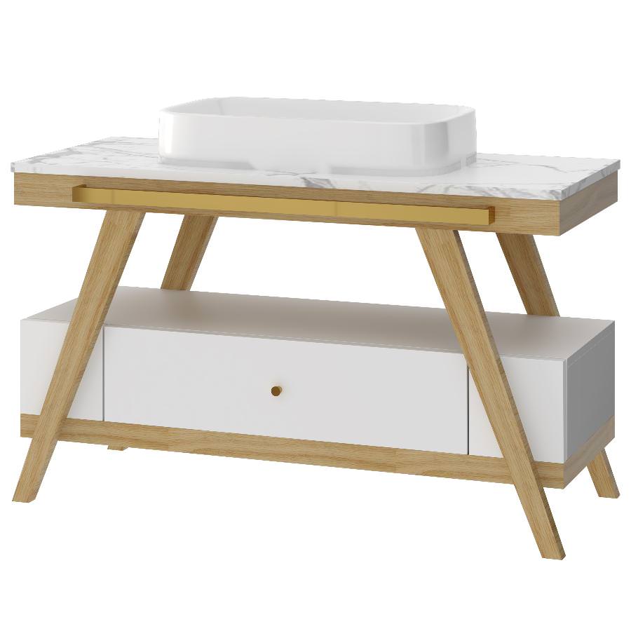 Тумба напольная с раковиной Maxonor Pure Life SALON AMBER 120 см PL-MC11-119-WH белый дуб в 100Kran: Широкий выбор и доступные цены.