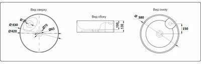 Раковина накладная  CeramaLux D1306H025 43 см бело-золотая в 100Kran: Широкий выбор и доступные цены.