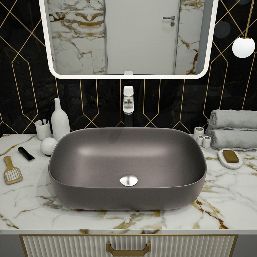 Раковина накладная Maretti Florenza FL13NS66-985 61 см серая в 100Kran: Широкий выбор и доступные цены.