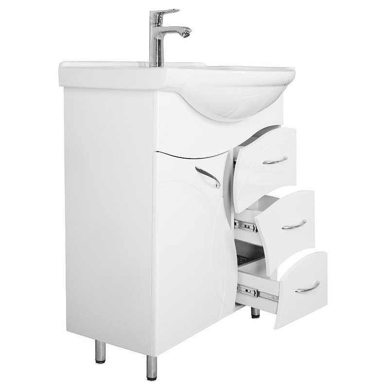 Тумба под раковину напольная Style Line  Амелия 75 3 ящ.  белый ЛС-00002281 в 100Kran: Широкий выбор и доступные цены.