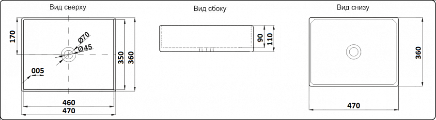Раковина накладная  CeramaLux 9103MB 47 см черная матовая в 100Kran: Широкий выбор и доступные цены.