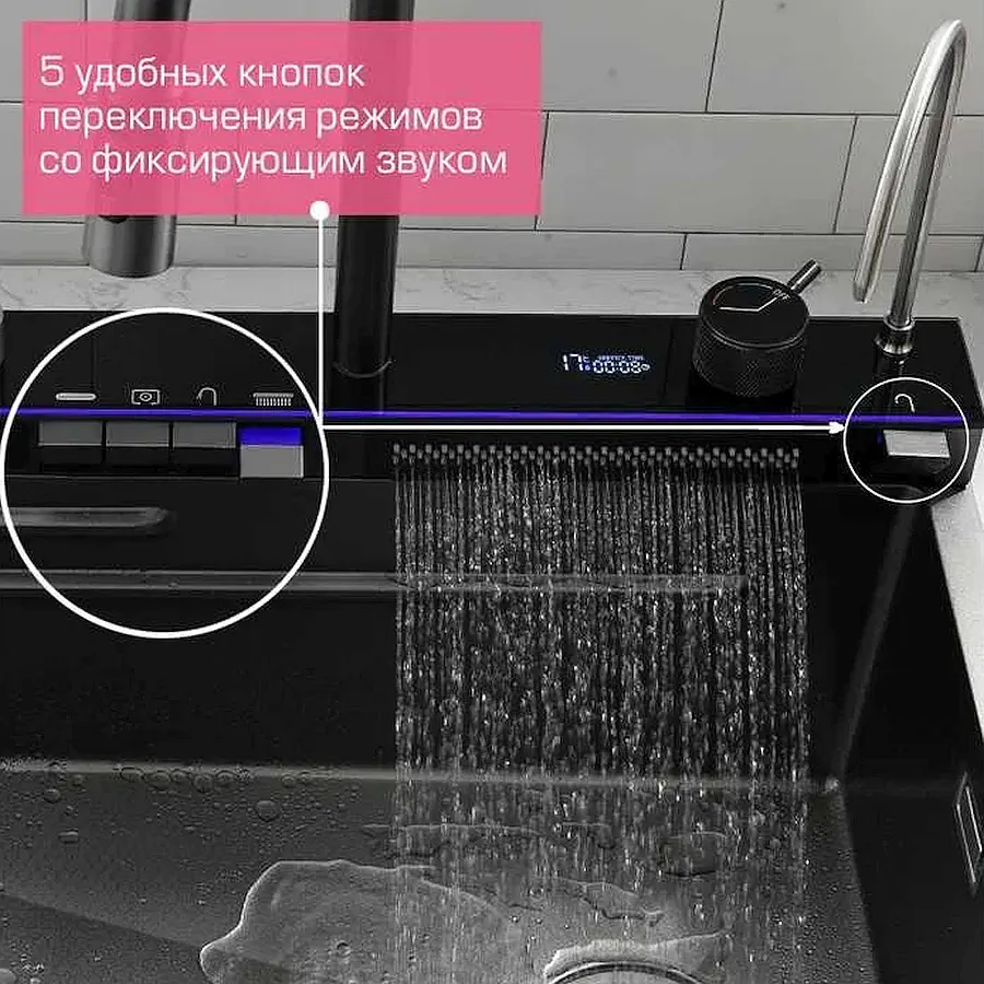 Многофункциональная кухонная мойка из нержавеющей стали ESBANO CASCADE-5 ESMKCASC5 оружейная сталь в 100Kran: Широкий выбор и доступные цены.