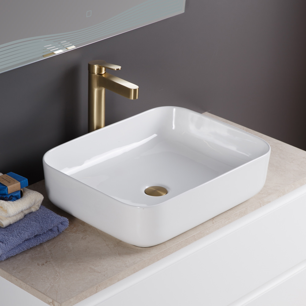 Накладная раковина BelBagno BB1304 39,5  см белая глянцевая в 100Kran: Широкий выбор и доступные цены.