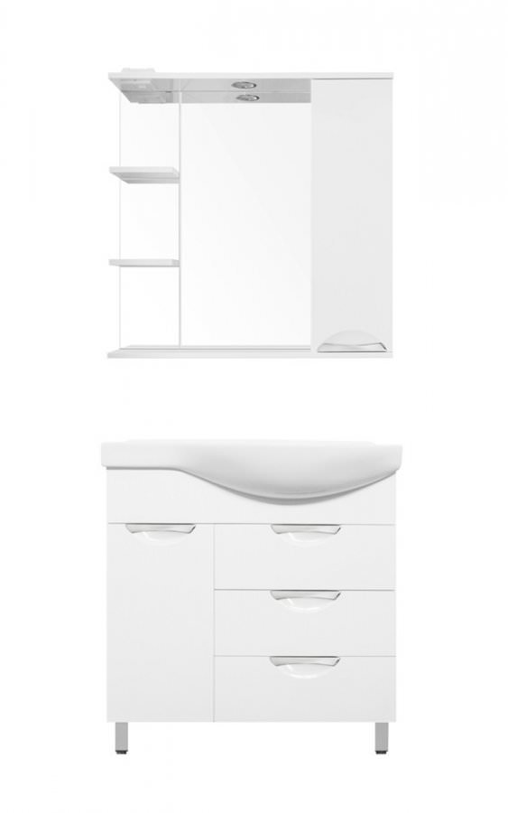 Тумба с раковиной Style Line Жасмин 82 L ЛС-00000526 с бельевой корзиной белая в 100Kran: Широкий выбор и доступные цены.