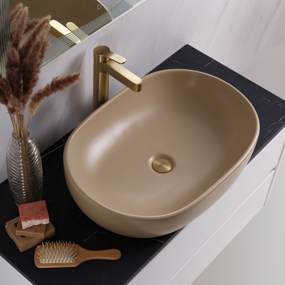 Накладная раковина BelBagno BB1084-H316 60  см бежевая матовая в 100Kran: Широкий выбор и доступные цены.