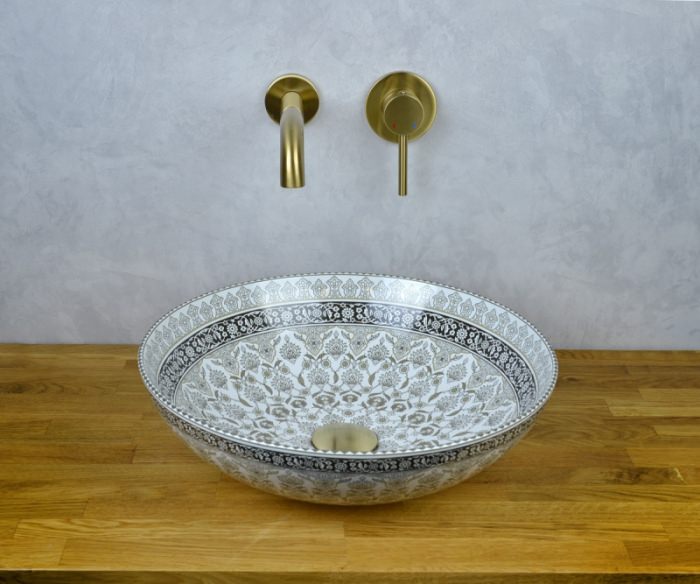 Раковина накладная Bronze De Luxe Marrakesh 405x405x125 серый 1008G  в 100Kran: Широкий выбор и доступные цены.