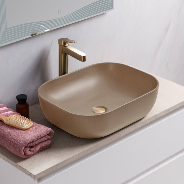 Накладная раковина BelBagno BB1302-H316 50  см бежевая матовая в 100Kran: Широкий выбор и доступные цены.