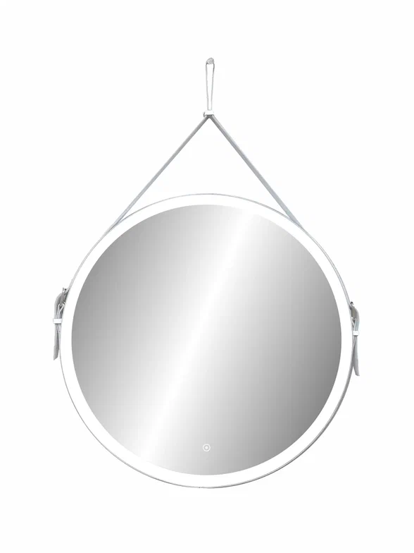 Зеркало с подсветкой "Millenium White Led" D 650 на ремне из натуральной кожи белого цвета  100Kran: Широкий выбор и доступные цены.
