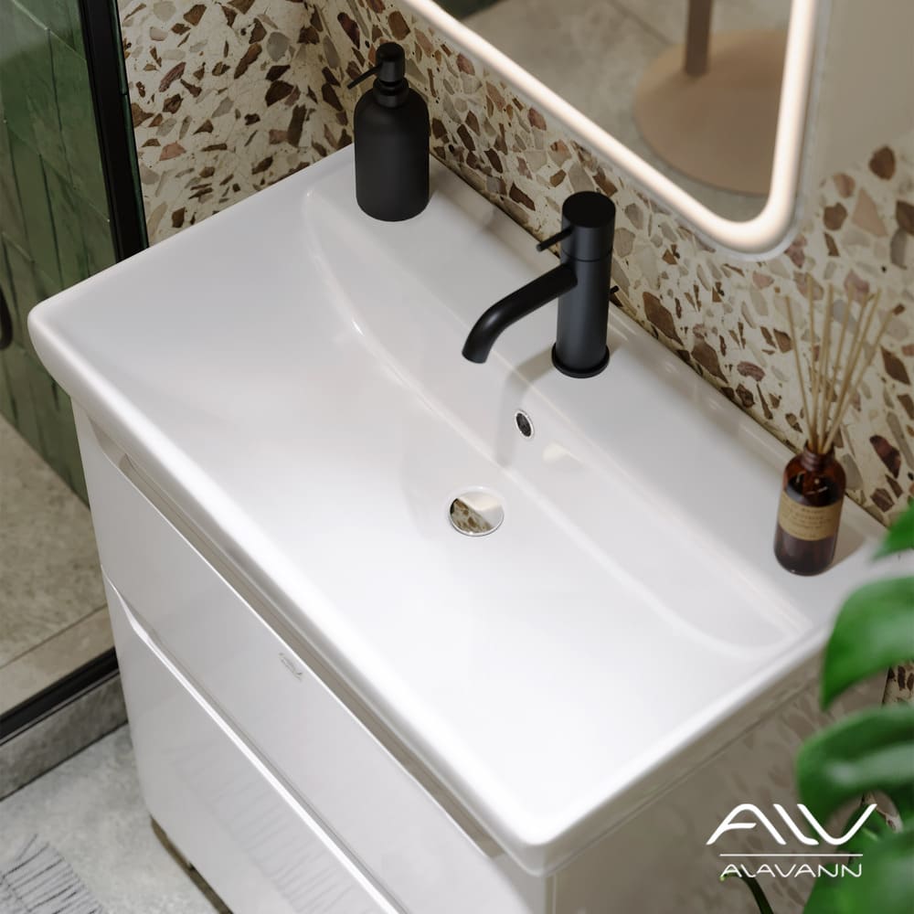 Тумба с раковиной напольная Alavann Lana 70 см ALV0173001 белая в 100Kran: Широкий выбор и доступные цены.