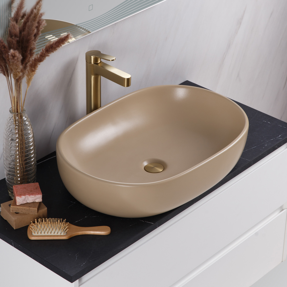 Накладная раковина BelBagno BB1084-H316 60  см бежевая матовая в 100Kran: Широкий выбор и доступные цены.