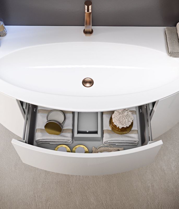 Тумба с раковиной подвесная CEZARES 91 см EDEN 55146 Bianco lucido в 100Kran: Широкий выбор и доступные цены.