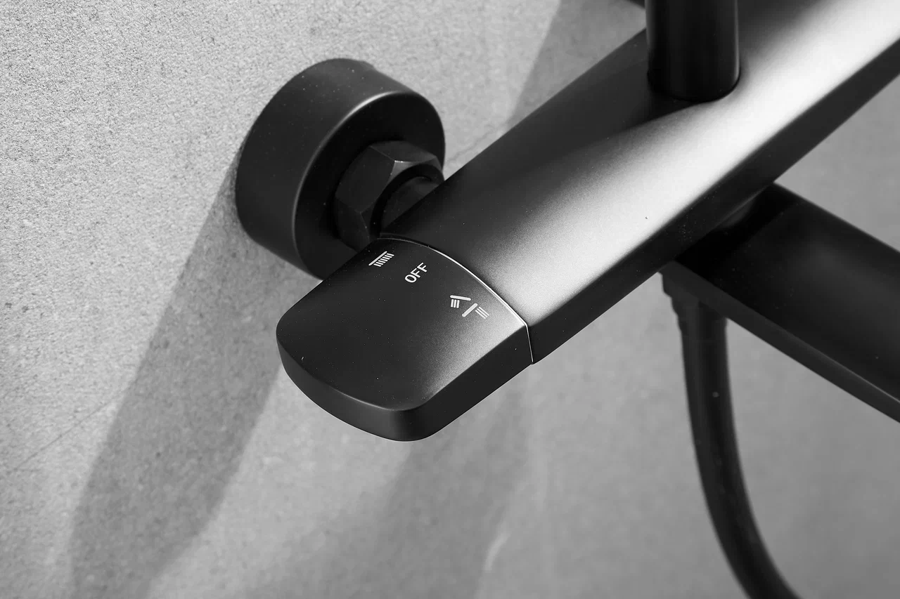 Душевая система с термостатом Rose R3996H черный в 100Kran: Широкий выбор и доступные цены.