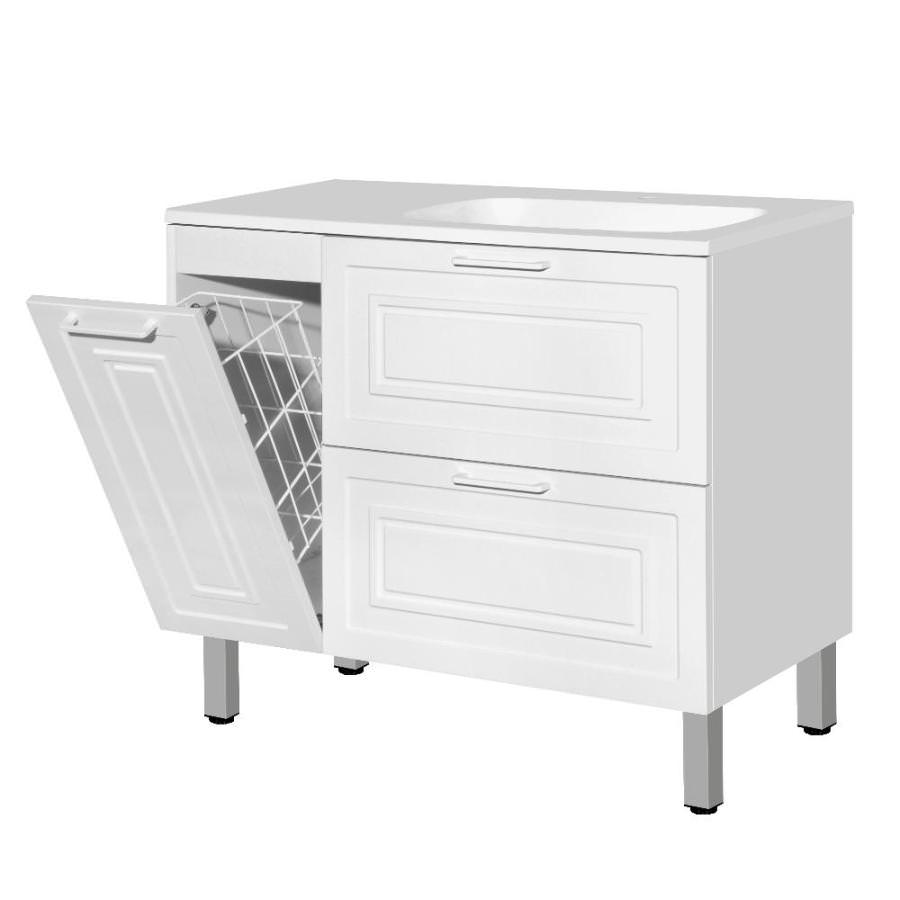 Тумба под раковину напольная Style Line  Альба 2 ящ./корзина правая белый ЛС-000010054 в 100Kran: Широкий выбор и доступные цены.