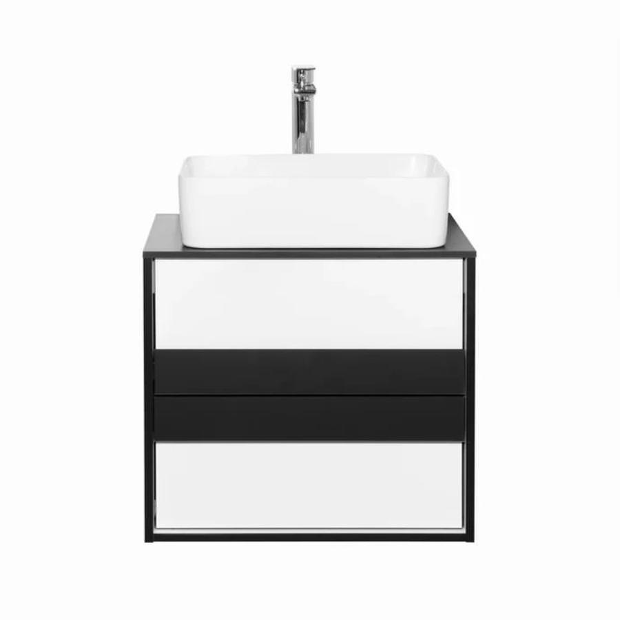 Тумба с раковиной подвесная Style Line Амстердам 60 со столешницей  белый/черный ЛС-000010040 в 100Kran: Широкий выбор и доступные цены.