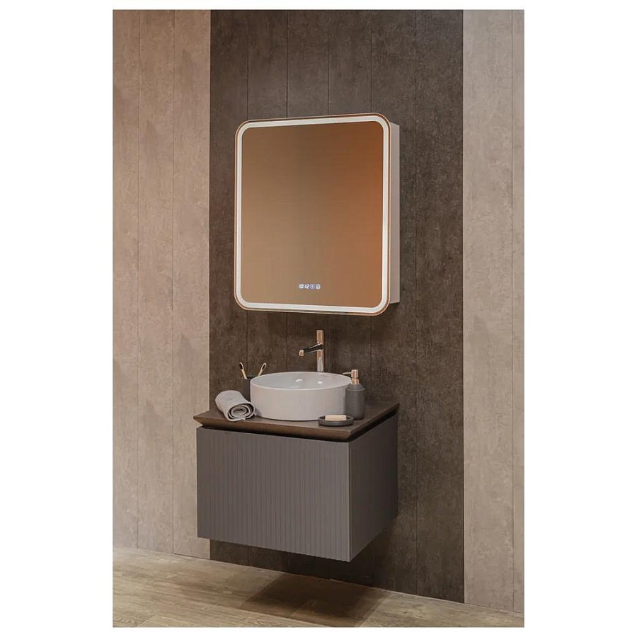 Зеркальный шкаф с подсветкой Silver Mirrors Фиджи 70 х 80 см  - 3.2 LED-00002979 левый часы, ТХ, подогрев, сенсорный выключатель создать уют и комфорт, это просто!