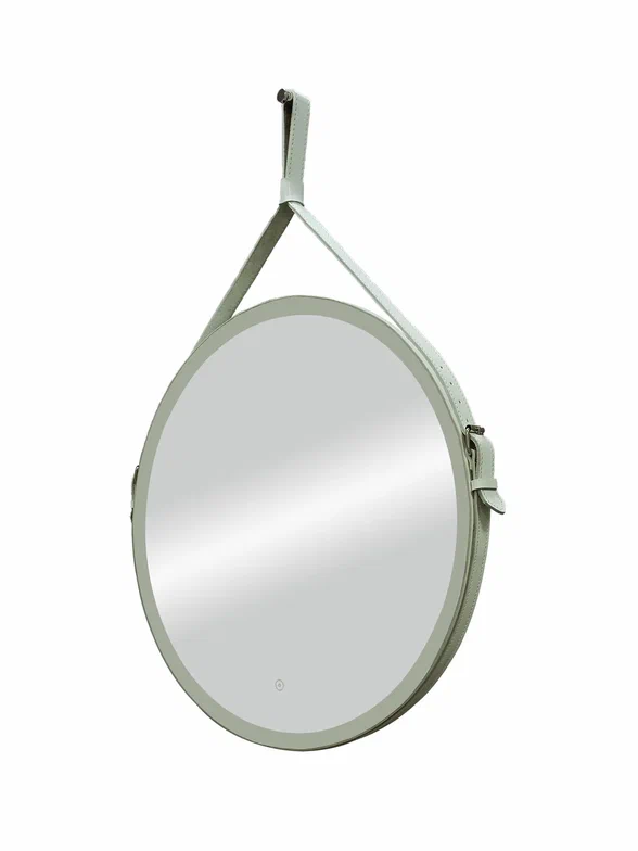 Зеркало с подсветкой "Millenium White Led" D 650 на ремне из натуральной кожи белого цвета  100Kran: Широкий выбор и доступные цены.