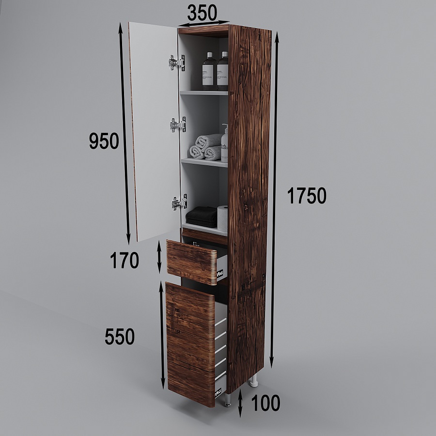 Пенал напольный Style Line 35 см  Атлантика СС-00002222 старое дерево в 100Kran: Широкий выбор и доступные цены.