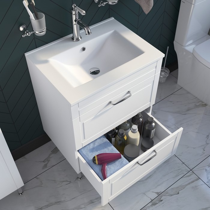 Тумба с раковиной напольная 60 см Oxford IDDIS OXF60W0i95K белая в 100Kran: Широкий выбор и доступные цены.