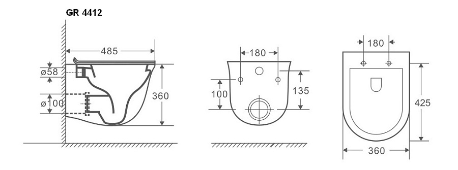 Унитаз подвесной Grossman GR-4412BMS безободковый черный матовый в 100Kran: Широкий выбор и доступные цены.