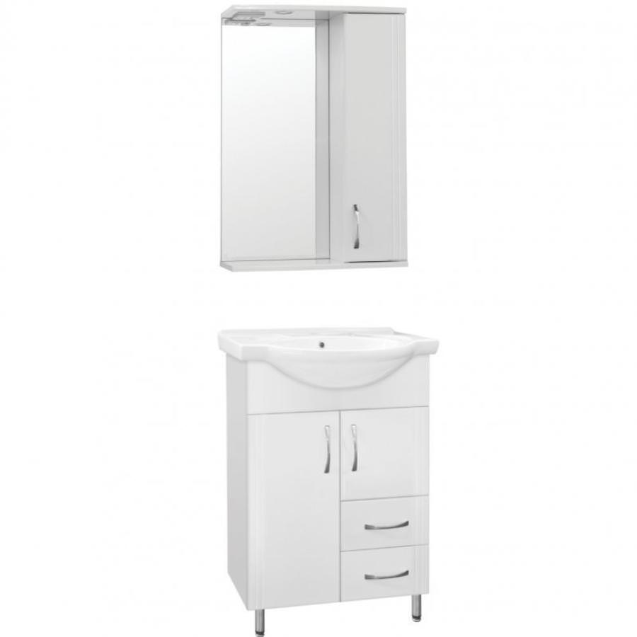 Тумба с раковиной напольная   Style Line Эко Стандарт №10/2 60 см  2 ящ. умывальник Байкал 60 белый ЛС-00000103 в 100Kran: Широкий выбор и доступные цены.