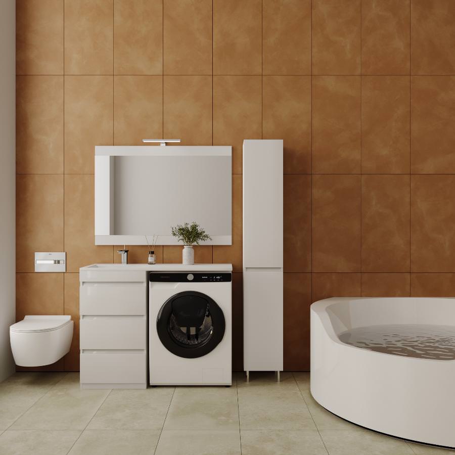 Тумба с раковиной напольная  Style Line  Даллас 110 3 ящ. Люкс белая PLUS умывальник ESTETUS Даллас 1100 СС-00002369 в 100Kran: Широкий выбор и доступные цены.