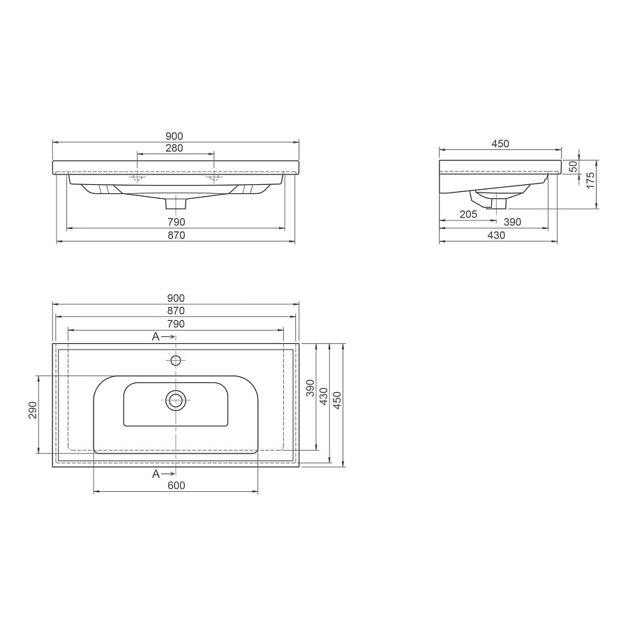 Раковина мебельная CeraStyle Frame 90 см 031300-u белая в 100Kran: Широкий выбор и доступные цены.