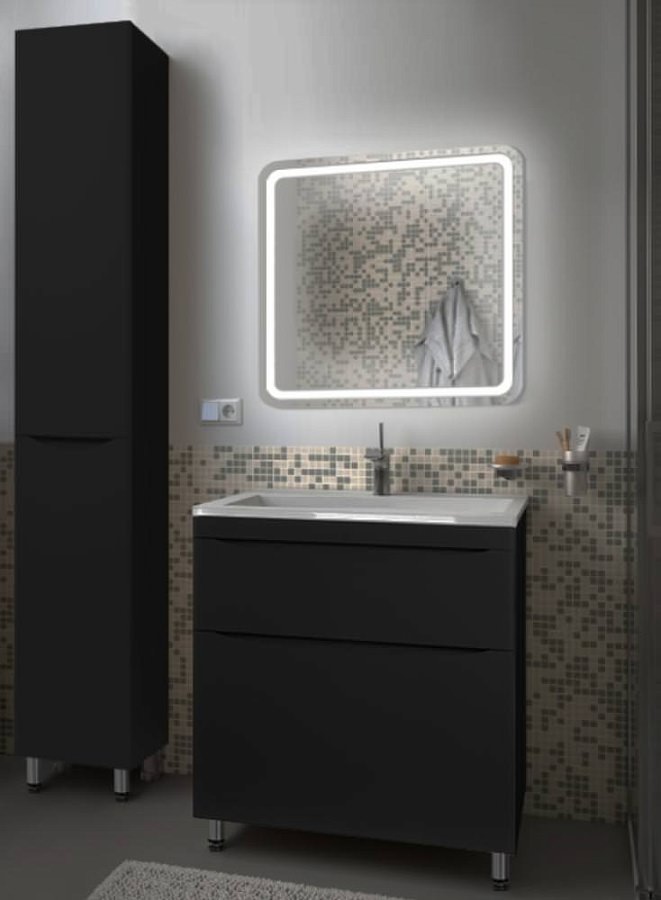 Тумба напольная Style Line Бергамо мини 80 см СС-00002313 антискрейтч черный в 100Kran: Широкий выбор и доступные цены.