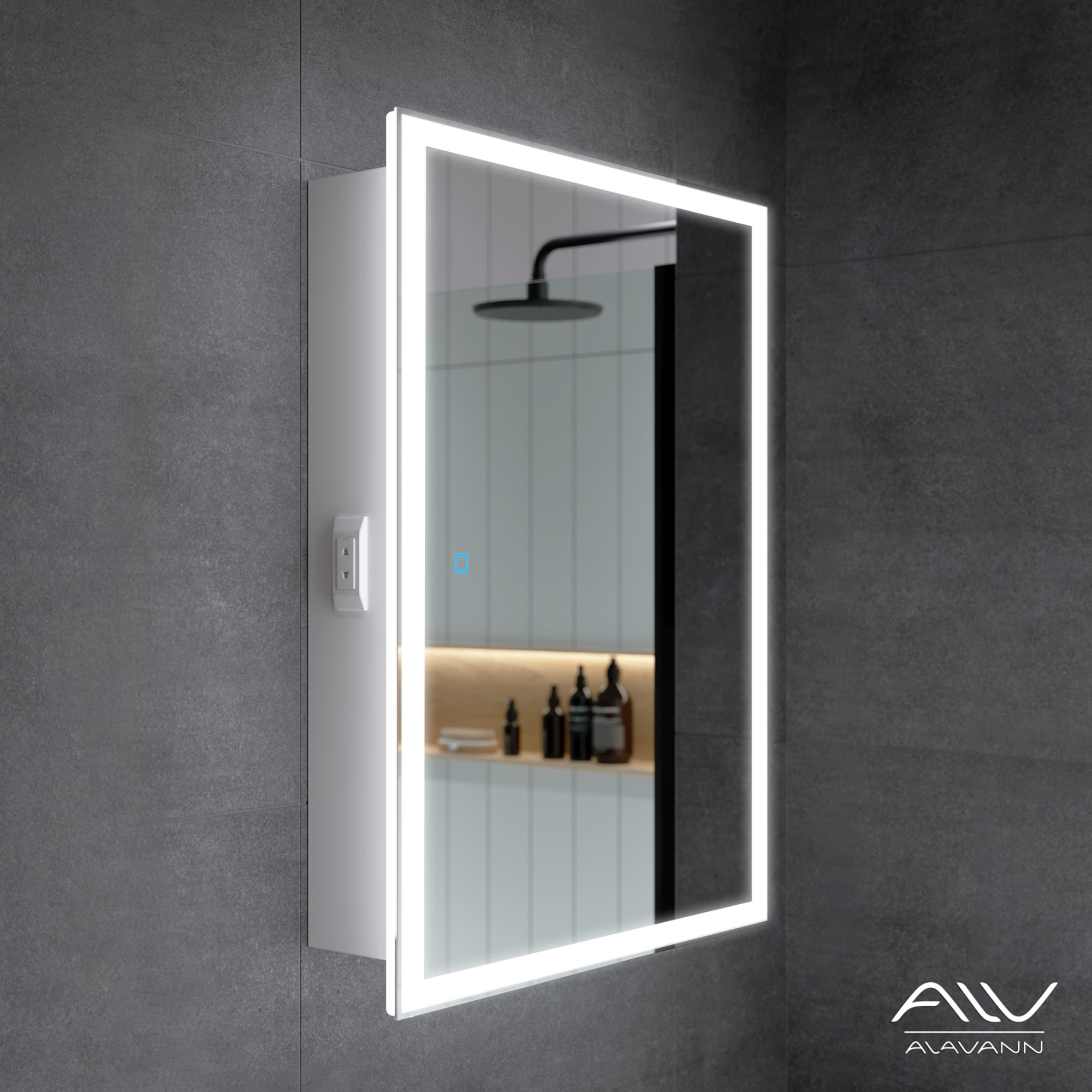 Зеркальный шкаф с подсветкой подвесной Alavann Rita 60 см ALV0289001 белый