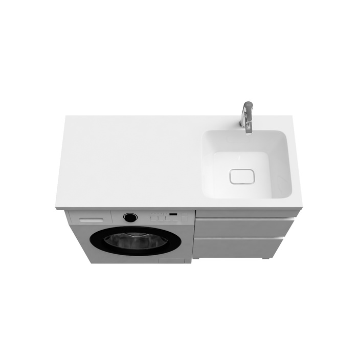 Тумба с раковиной напольная для стиральной машины 110 см правая Optima Home OPH11RBi95K белая в 100Kran: Широкий выбор и доступные цены.