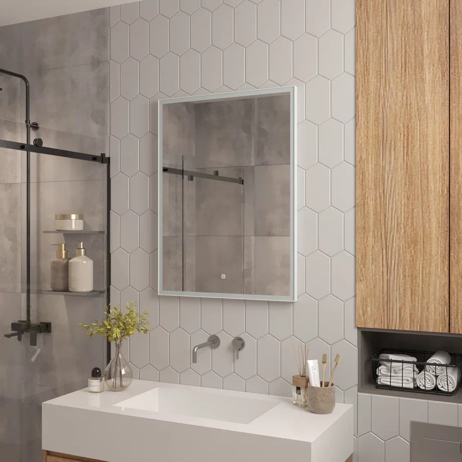 Зеркало с подсветкой "Frame white standart" 700x1000 100Kran: Широкий выбор и доступные цены.