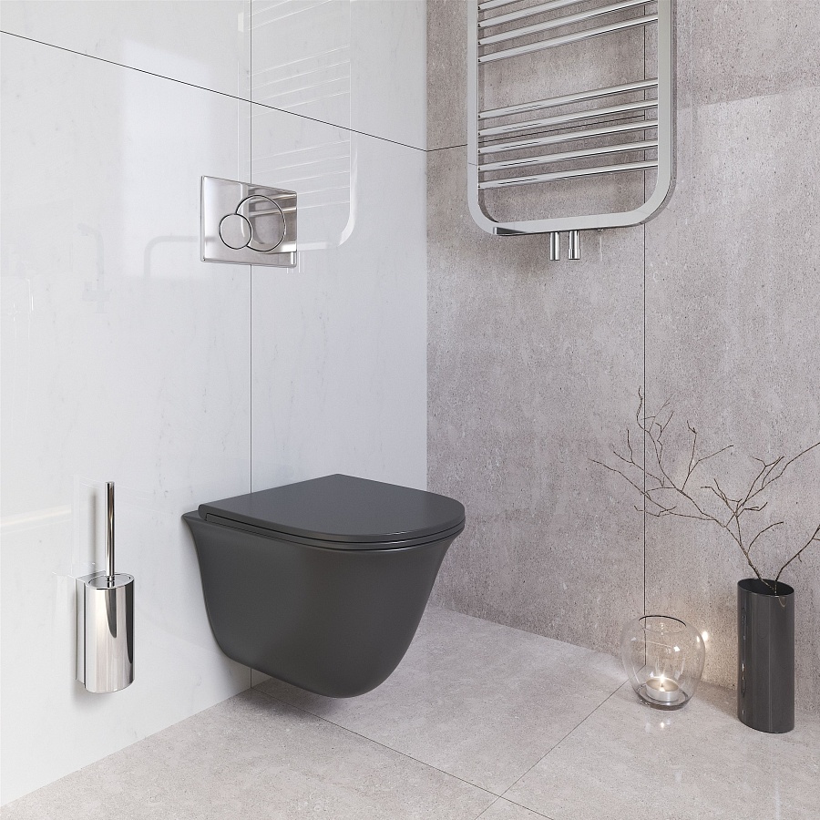 Унитаз подвесной Grossman GR-4412BMS безободковый черный матовый в 100Kran: Широкий выбор и доступные цены.