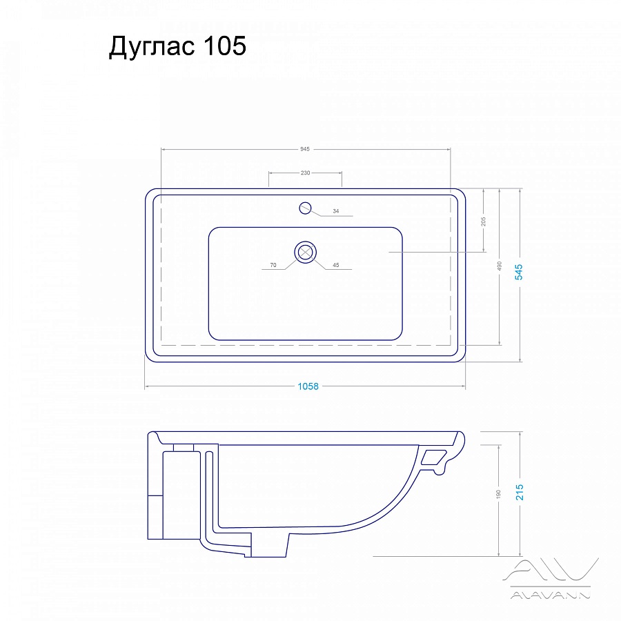 Тумба с раковиной подвесная Alavann Berta 105 см ALV0159001 белая в 100Kran: Широкий выбор и доступные цены.