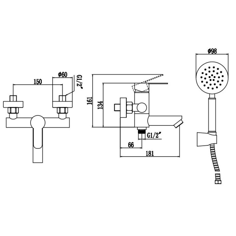 Смеситель для ванны и душа Fmark FS8304H черный в 100Kran: Широкий выбор и доступные цены.