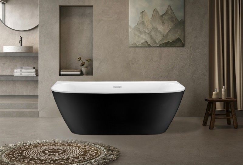 Ванна пристенная акриловая ESBANO San Marino black ESVASANMB 170x80 черная в 100Kran: Широкий выбор и доступные цены.