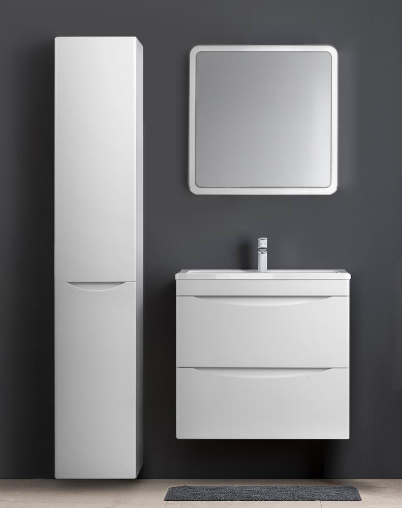 Тумба с раковиной подвесная  Style Line  Бергамо мини 70 2 ящ. Люкс антискрейтч белый PLUS умывальник Каре Люкс МИНИ 700 СС-00002320 в 100Kran: Широкий выбор и доступные цены.