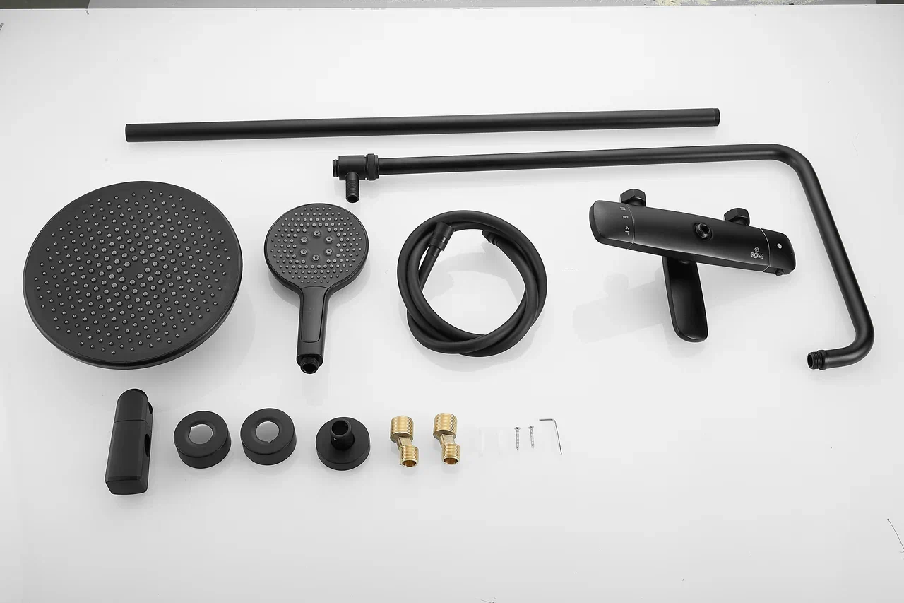 Душевая система с термостатом Rose R3996H черный в 100Kran: Широкий выбор и доступные цены.