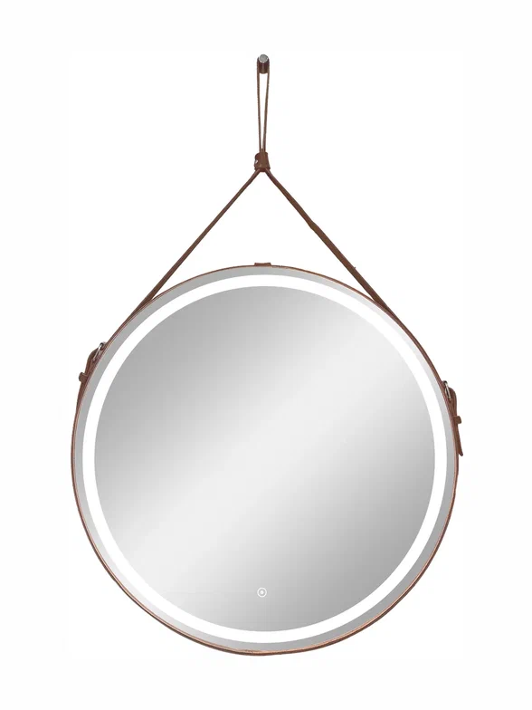 Зеркало с подсветкой "Millenium Brown Led" D 500 на ремне из натуральной кожи коричневого цвета 100Kran: Широкий выбор и доступные цены.