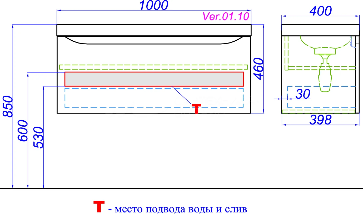 Тумба под раковину Aqwella 5 Stars Верона 100 Ver.01.10/W подвесная белая в 100Kran: Широкий выбор и доступные цены.