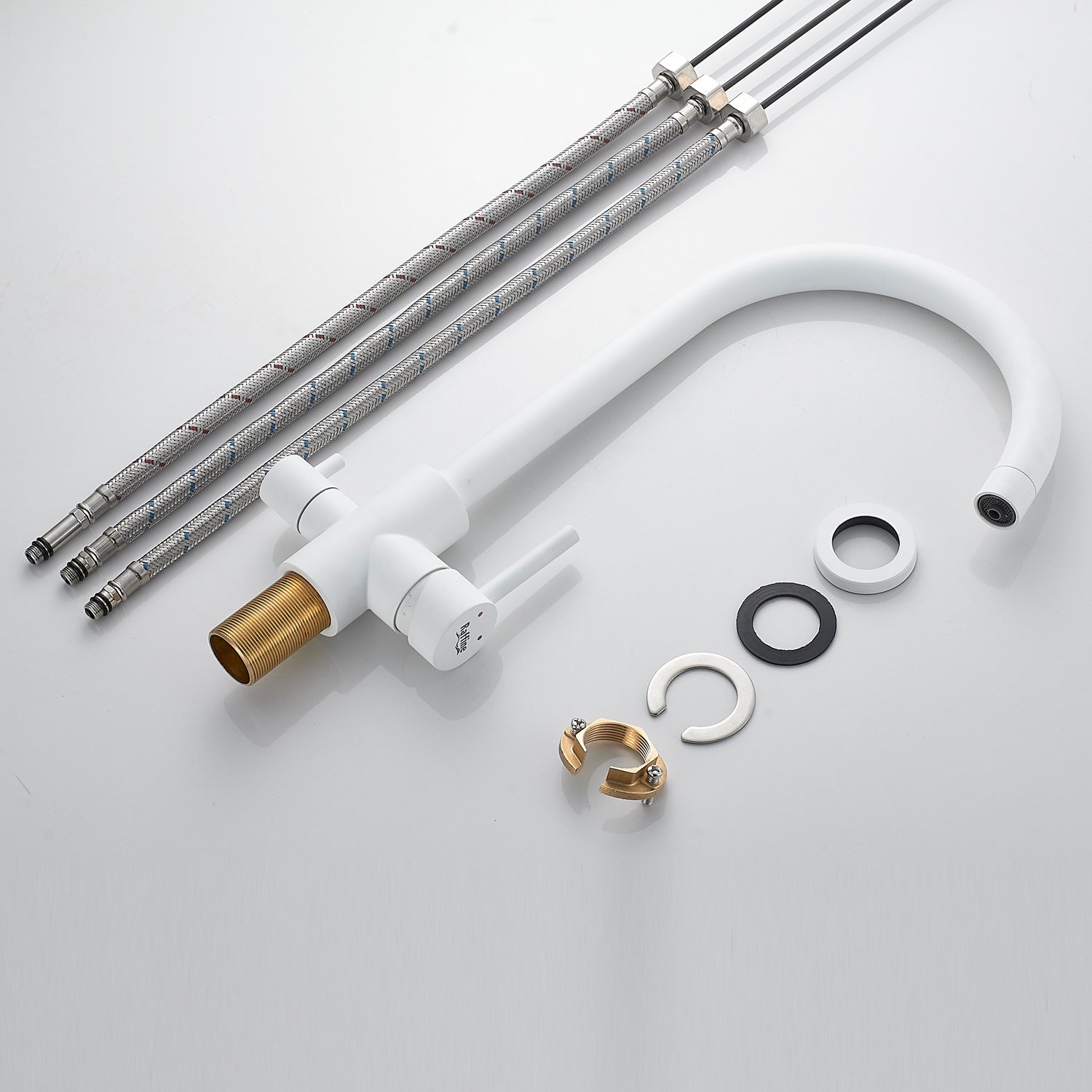 Смеситель для кухни с подключением фильтра воды Raffine F108C белый в 100Kran: Широкий выбор и доступные цены.